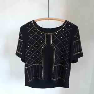 Honey Punch Top | Black Studded | Short Sleeve